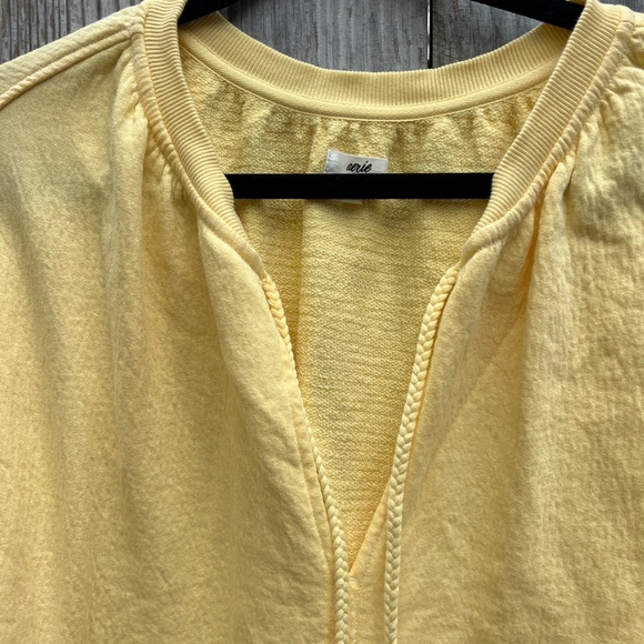 AERIE Easy Street Yellow Cotton Relaxed Fit V Neck Sweatshirt Women’s Small - Picture 6 of 13